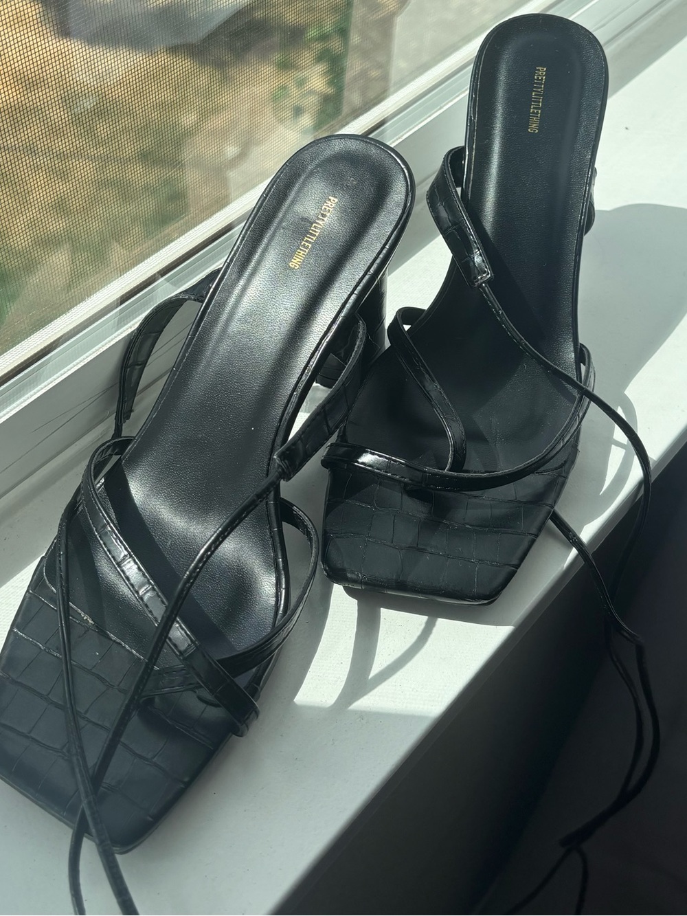 Strappy Lace-Up Black Women's Heels